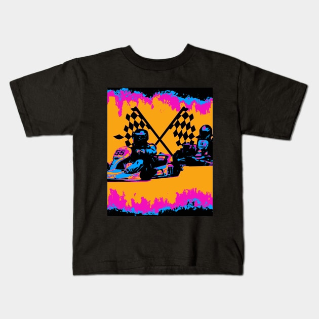 Race to the Finish - Go Kart Racers Kids T-Shirt by Highseller